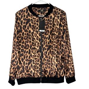 Lucky & Blessed Leopard Print Jacket Women’s Size M Light Bomber